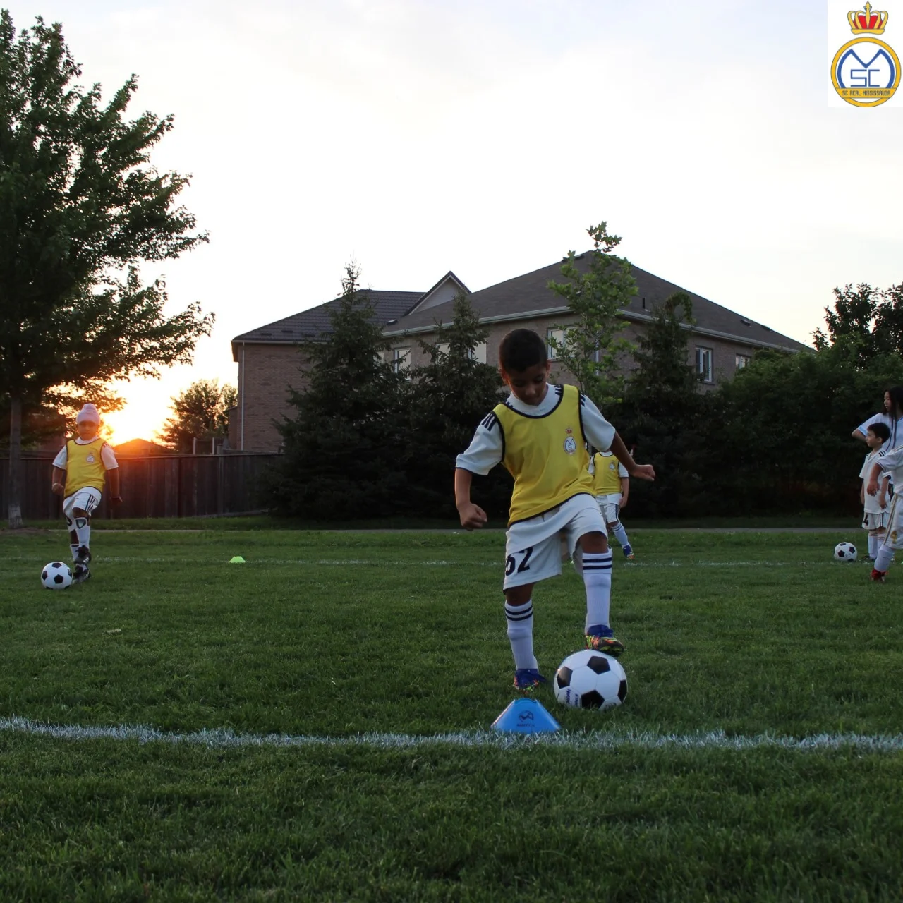 Youth players receiving one-on-one or small-group soccer training in Mississauga